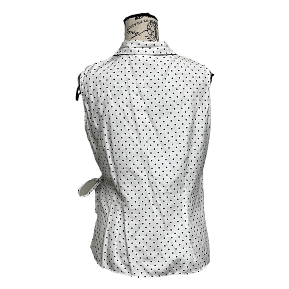 VTG Y2k Dressbarn Polka Dot Wrap Blouse Pinup Rockabilly Retro Preppy L Casual - Picture 4 of 9